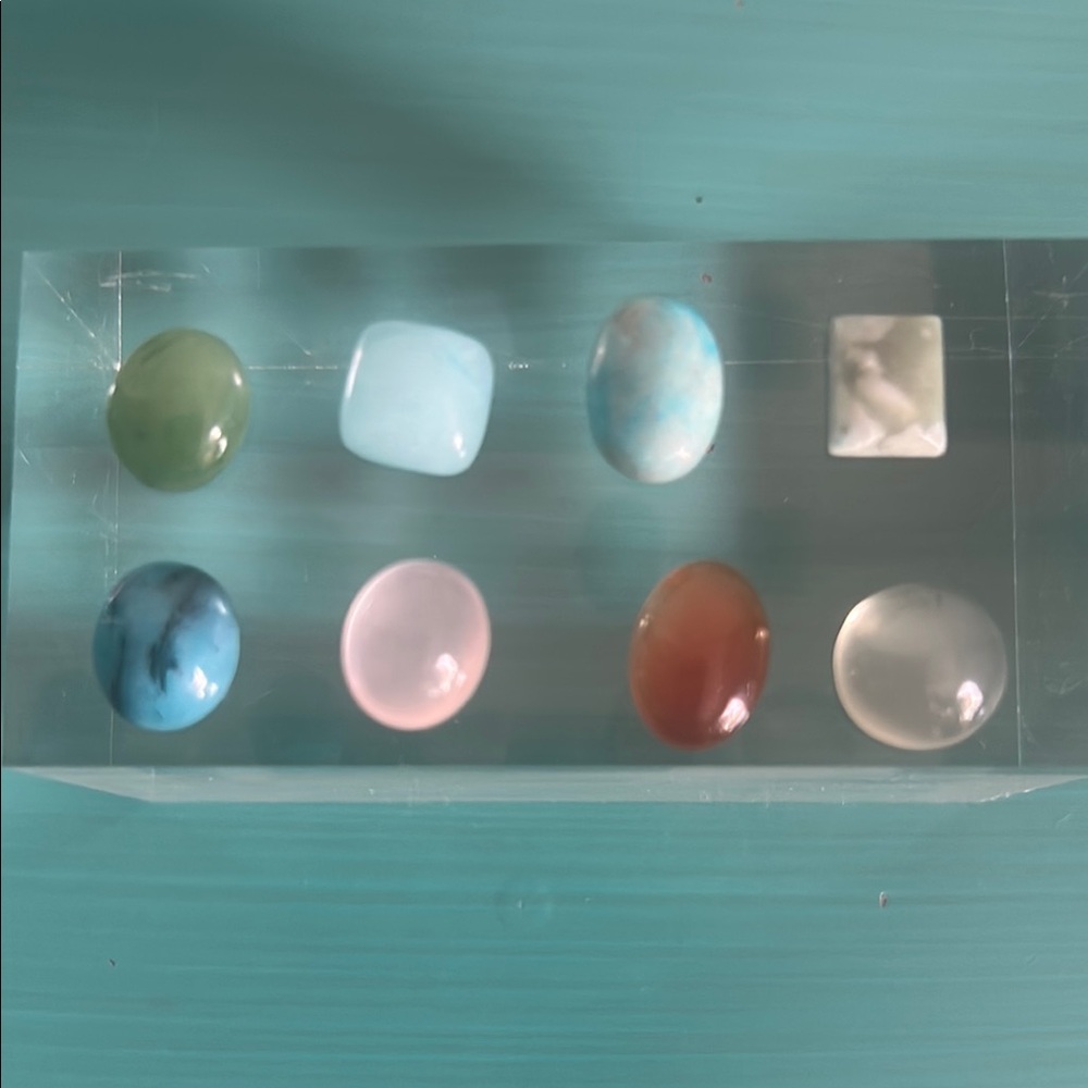 Set of 8 Assorted Polished Gemstone Cabochons Jade Agate Quartz Agate Carnelian